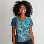 South Africa Whale Festival Personalized Women V-Neck T-Shirt African Shwe Shwe Pattern - African Pride