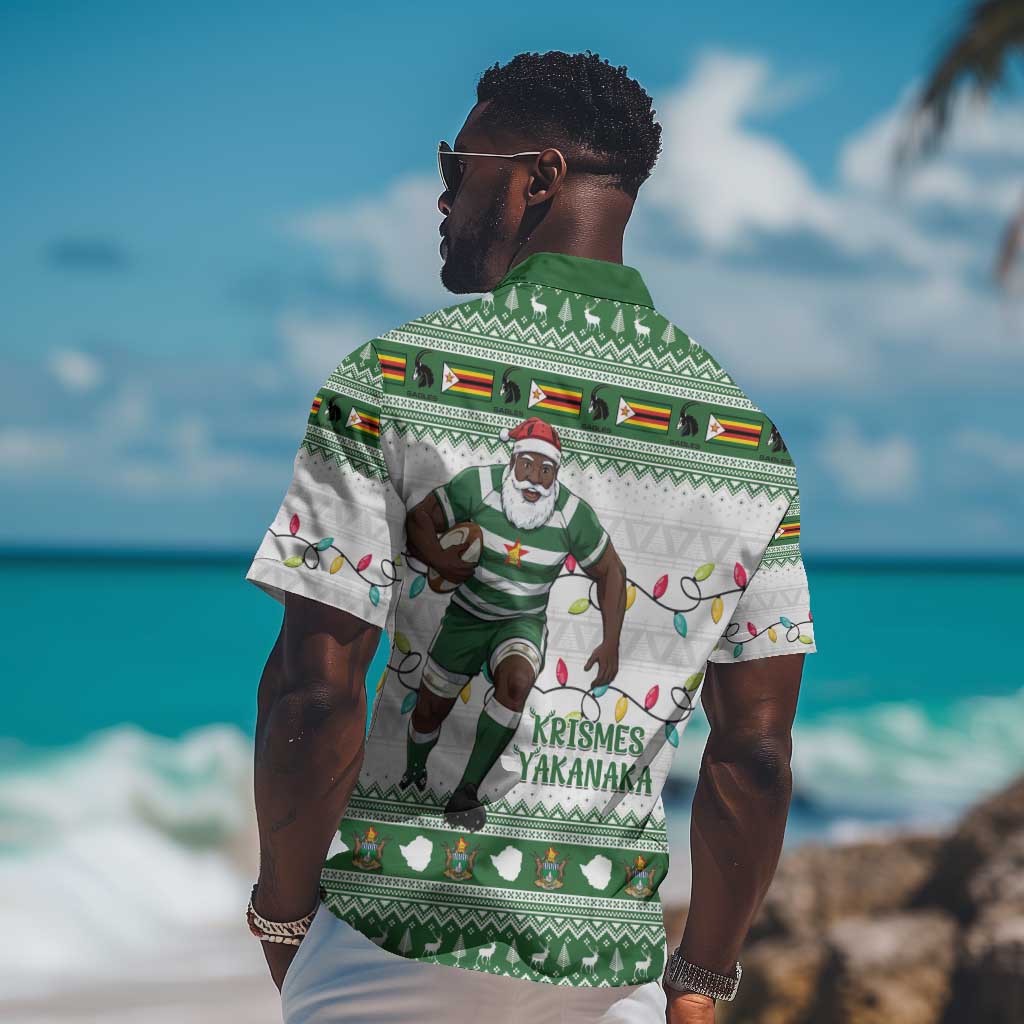 Afro Christmas Rugby Zimbabwe Hawaiian Shirt The Sables Krismes Yakanaka - African Pride