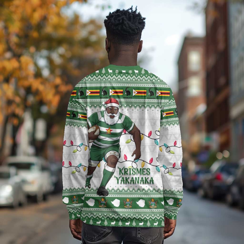 Afro Christmas Rugby Zimbabwe Long Sleeve Shirt The Sables Krismes Yakanaka - African Pride