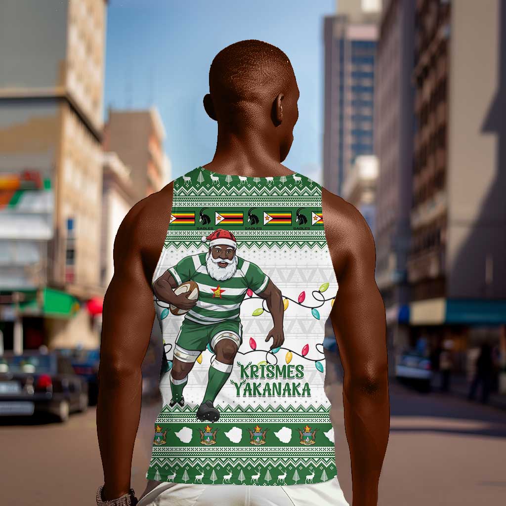 Afro Christmas Rugby Zimbabwe Men Tank Top The Sables Krismes Yakanaka - African Pride