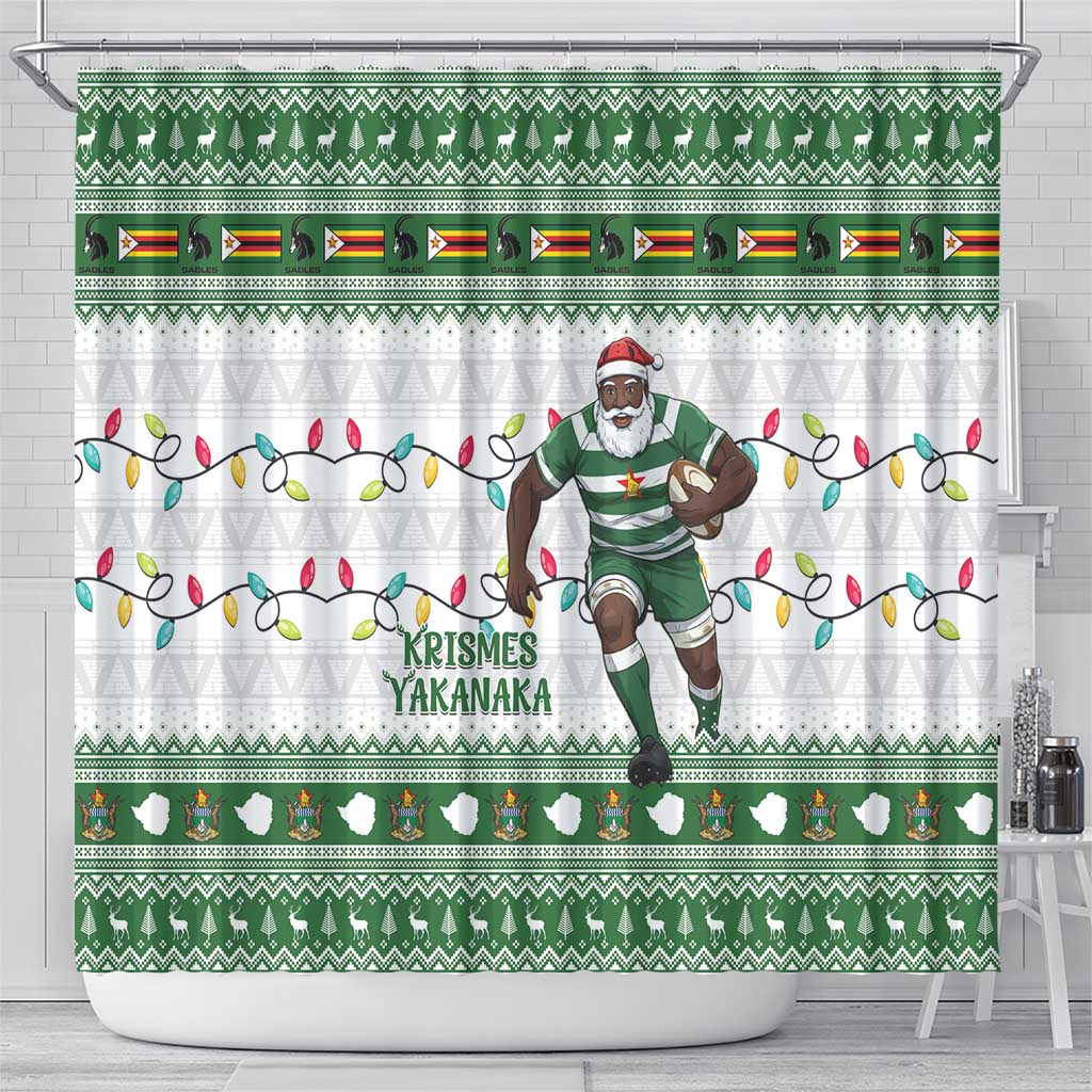 Afro Christmas Rugby Zimbabwe Shower Curtain The Sables Krismes Yakanaka - African Pride