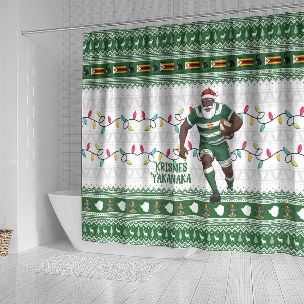 Afro Christmas Rugby Zimbabwe Shower Curtain The Sables Krismes Yakanaka - African Pride