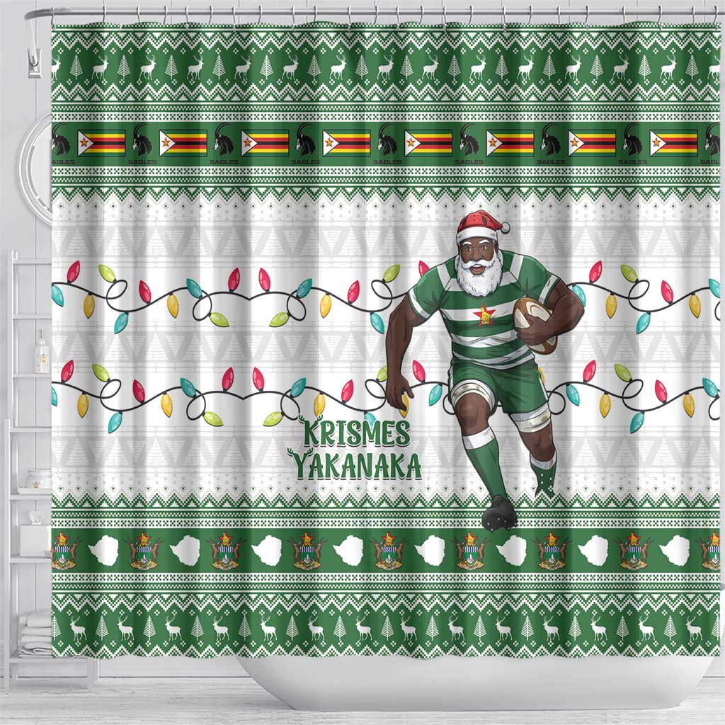 Afro Christmas Rugby Zimbabwe Shower Curtain The Sables Krismes Yakanaka - African Pride
