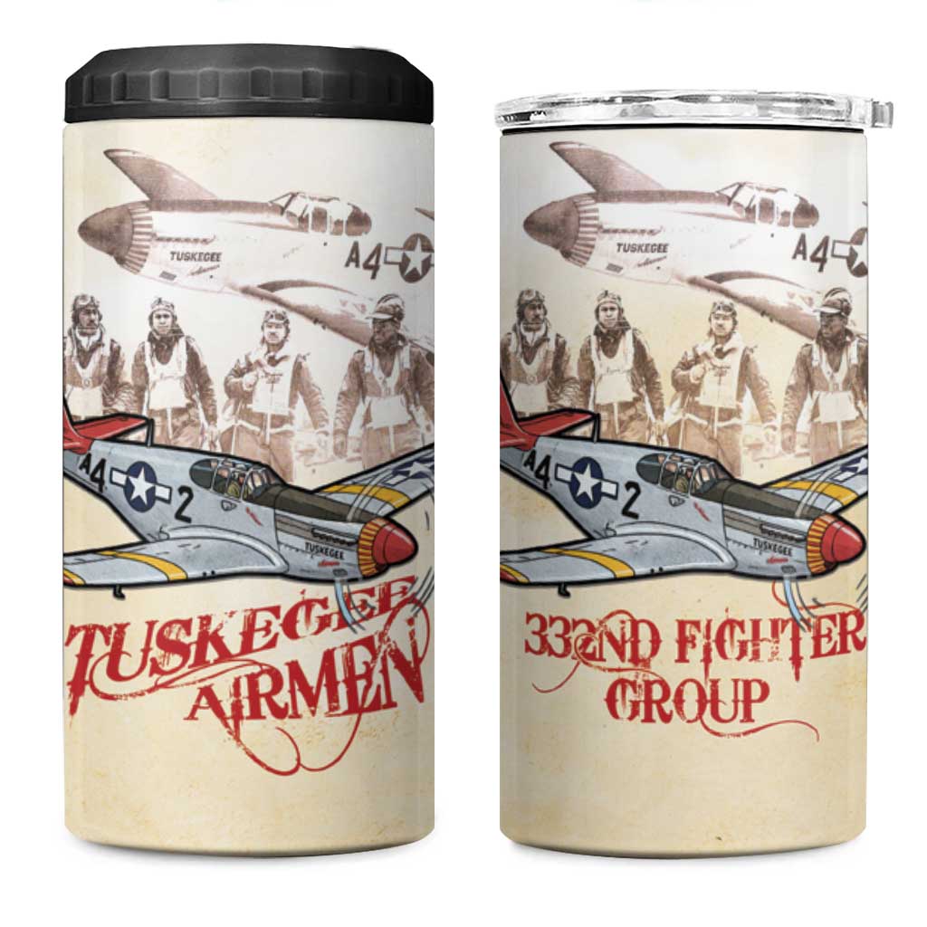 Tuskegee Airmen 4 in 1 Can Cooler Tumbler Red Tails Legacy Retro Style - African Pride