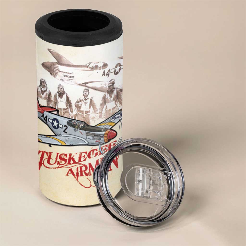Tuskegee Airmen 4 in 1 Can Cooler Tumbler Red Tails Legacy Retro Style - African Pride