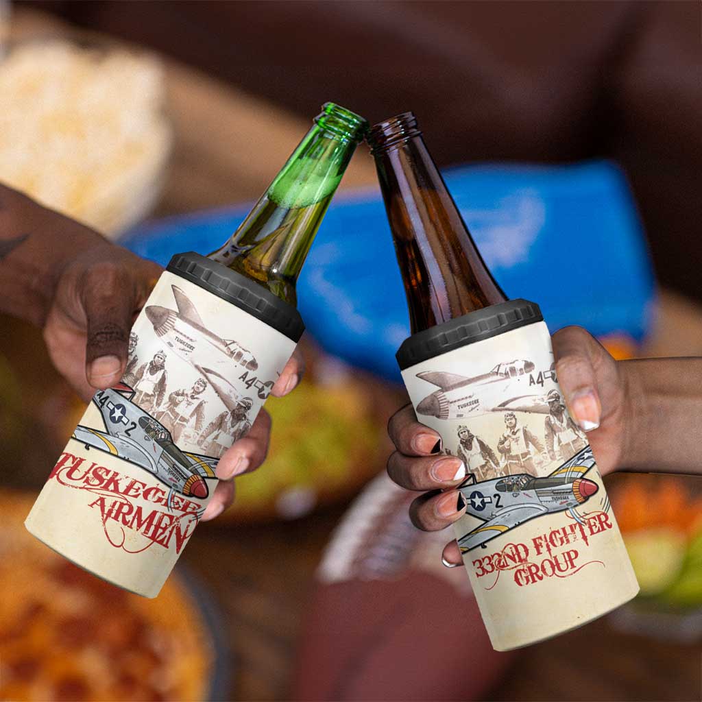 Tuskegee Airmen 4 in 1 Can Cooler Tumbler Red Tails Legacy Retro Style - African Pride