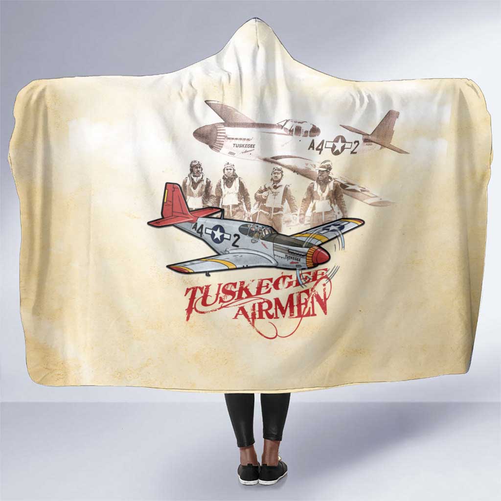 Tuskegee Airmen Hooded Blanket Red Tails Legacy Retro Style - African Pride