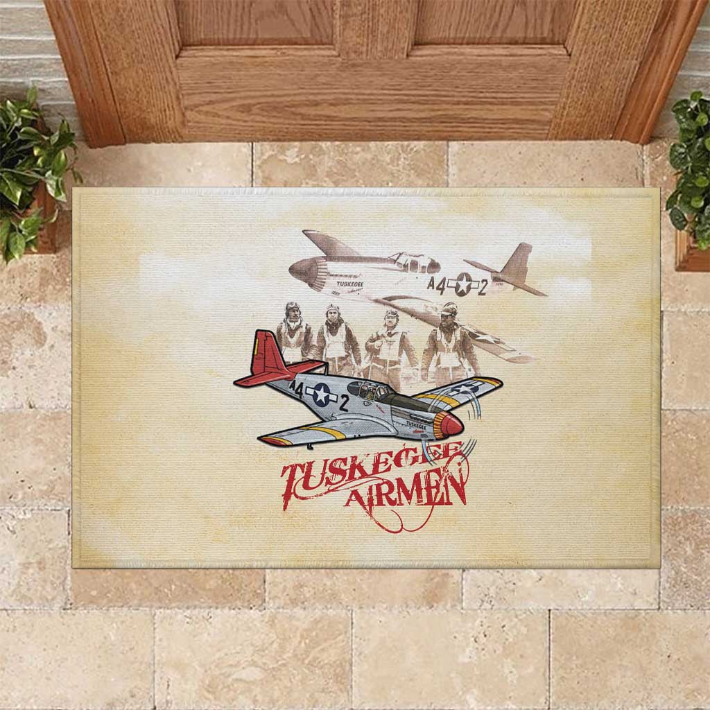 Tuskegee Airmen Rubber Doormat Red Tails Legacy Retro Style - African Pride