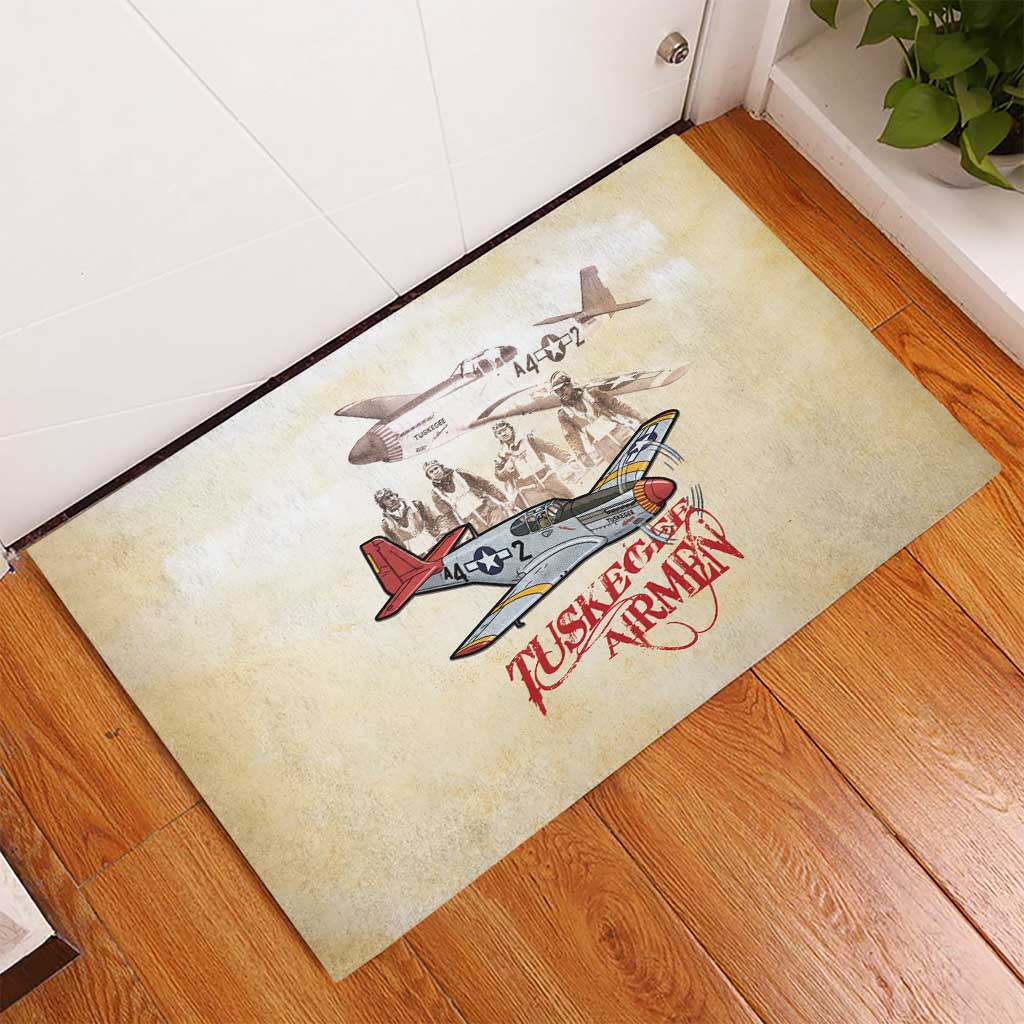 Tuskegee Airmen Rubber Doormat Red Tails Legacy Retro Style - African Pride