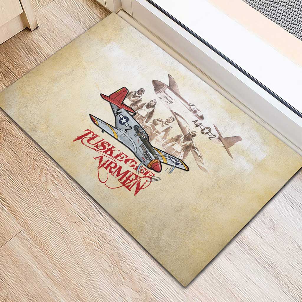 Tuskegee Airmen Rubber Doormat Red Tails Legacy Retro Style - African Pride