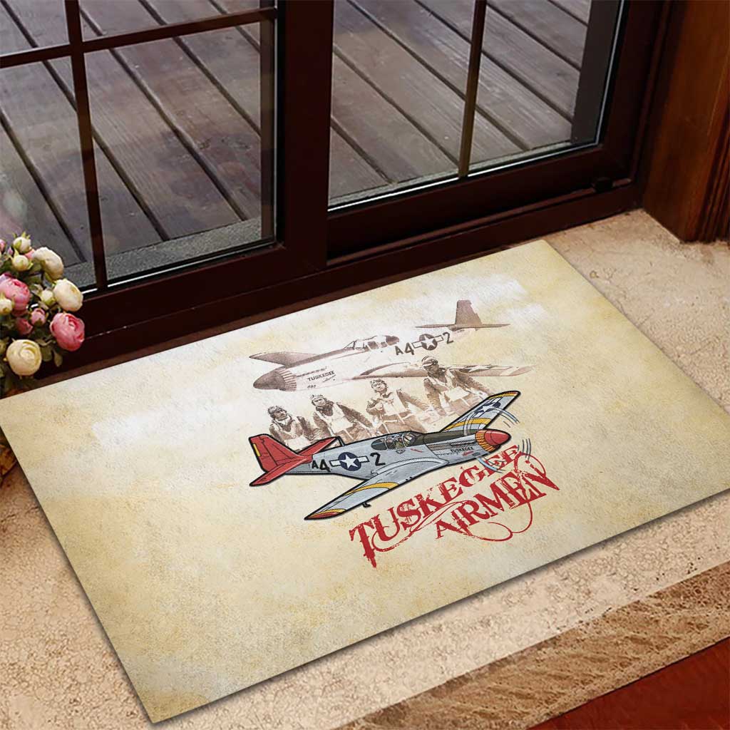 Tuskegee Airmen Rubber Doormat Red Tails Legacy Retro Style - African Pride