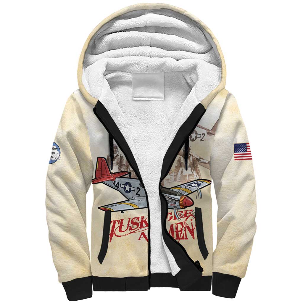 Tuskegee Airmen Sherpa Hoodie Red Tails Legacy Retro Style - African Pride