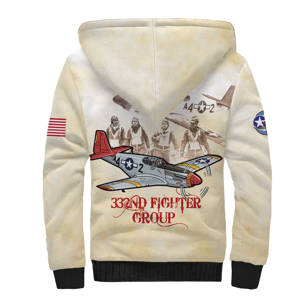 Tuskegee Airmen Sherpa Hoodie Red Tails Legacy Retro Style - African Pride