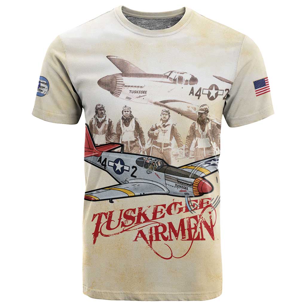 Tuskegee Airmen T shirt Red Tails Legacy Retro Style - African Pride