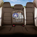 African American Aviators WWII Back Car Seat Cover Tuskegee Red Tails Airmen Brown Leather Pattern - African Pride