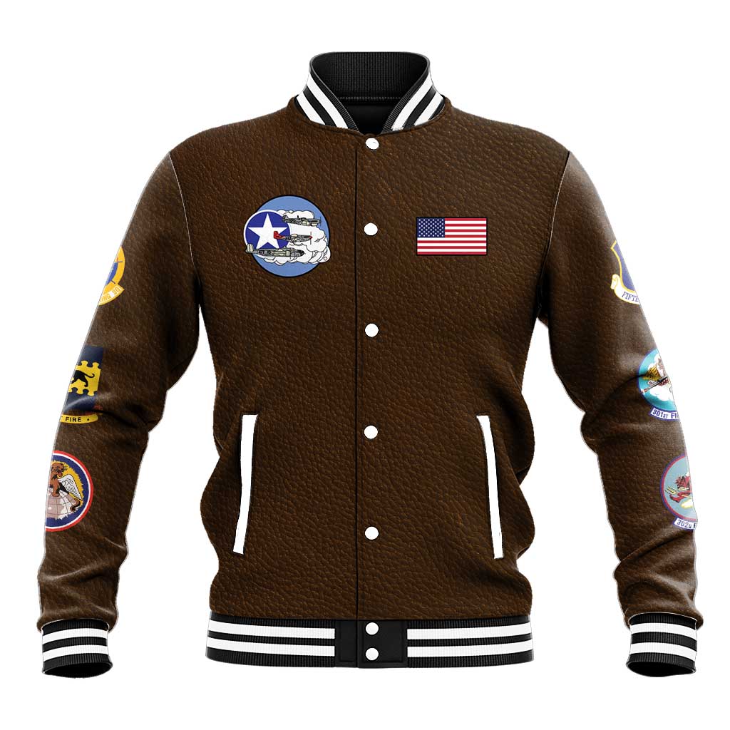 African American Aviators WWII Baseball Jacket Tuskegee Red Tails Airmen Brown Leather Pattern - African Pride