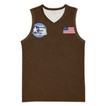 African American Aviators WWII Basketball Jersey Tuskegee Red Tails Airmen Brown Leather Pattern - African Pride