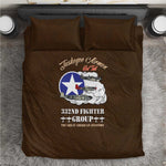 African American Aviators WWII Bedding Set Tuskegee Red Tails Airmen Brown Leather Pattern - African Pride