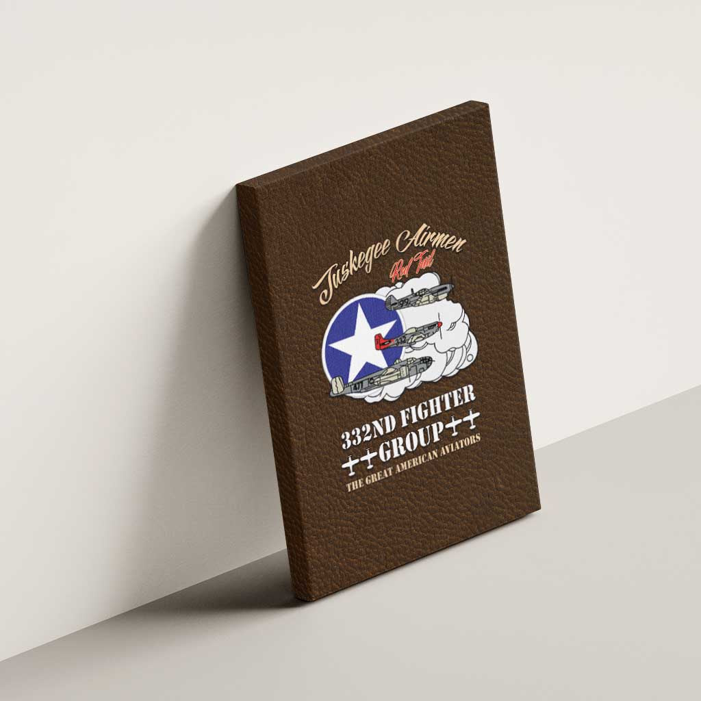 African American Aviators WWII Canvas Wall Art Tuskegee Red Tails Airmen Brown Leather Pattern - African Pride