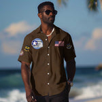 African American Aviators WWII Hawaiian Shirt Tuskegee Red Tails Airmen Brown Leather Pattern - African Pride
