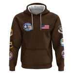 African American Aviators WWII Hoodie Tuskegee Red Tails Airmen Brown Leather Pattern - African Pride
