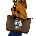 African American Aviators WWII Leather Tote Bag Tuskegee Red Tails Airmen Brown Leather Pattern - African Pride