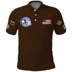African American Aviators WWII Polo Shirt Tuskegee Red Tails Airmen Brown Leather Pattern - African Pride