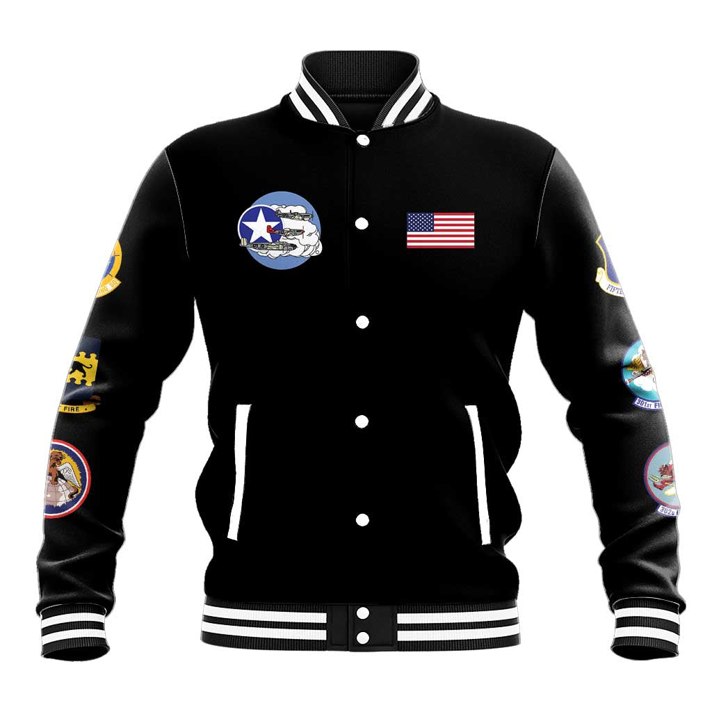 African American Aviators WWII Baseball Jacket Tuskegee Red Tails Airmen Black - African Pride
