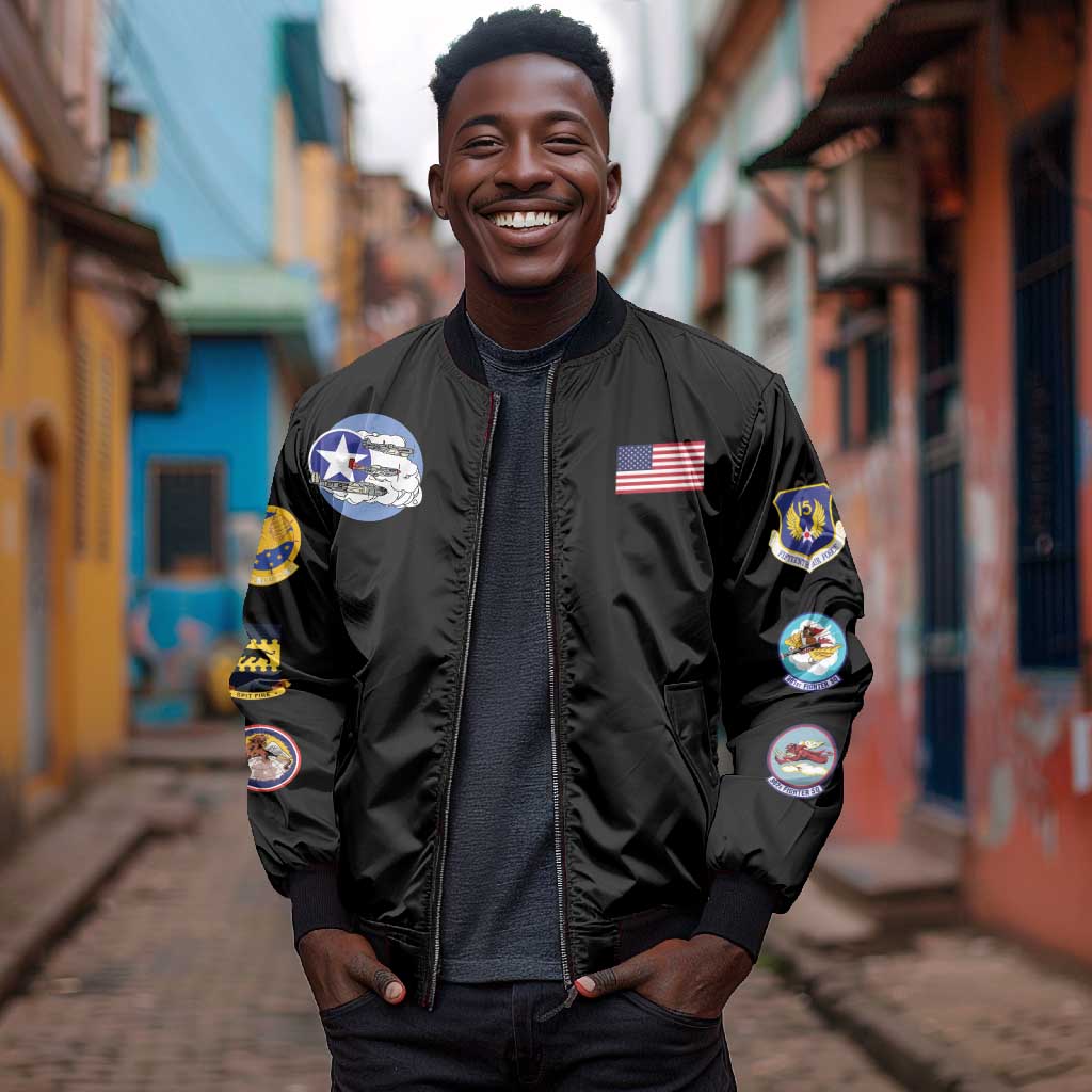 African American Aviators WWII Bomber Jacket Tuskegee Red Tails Airmen Black - African Pride