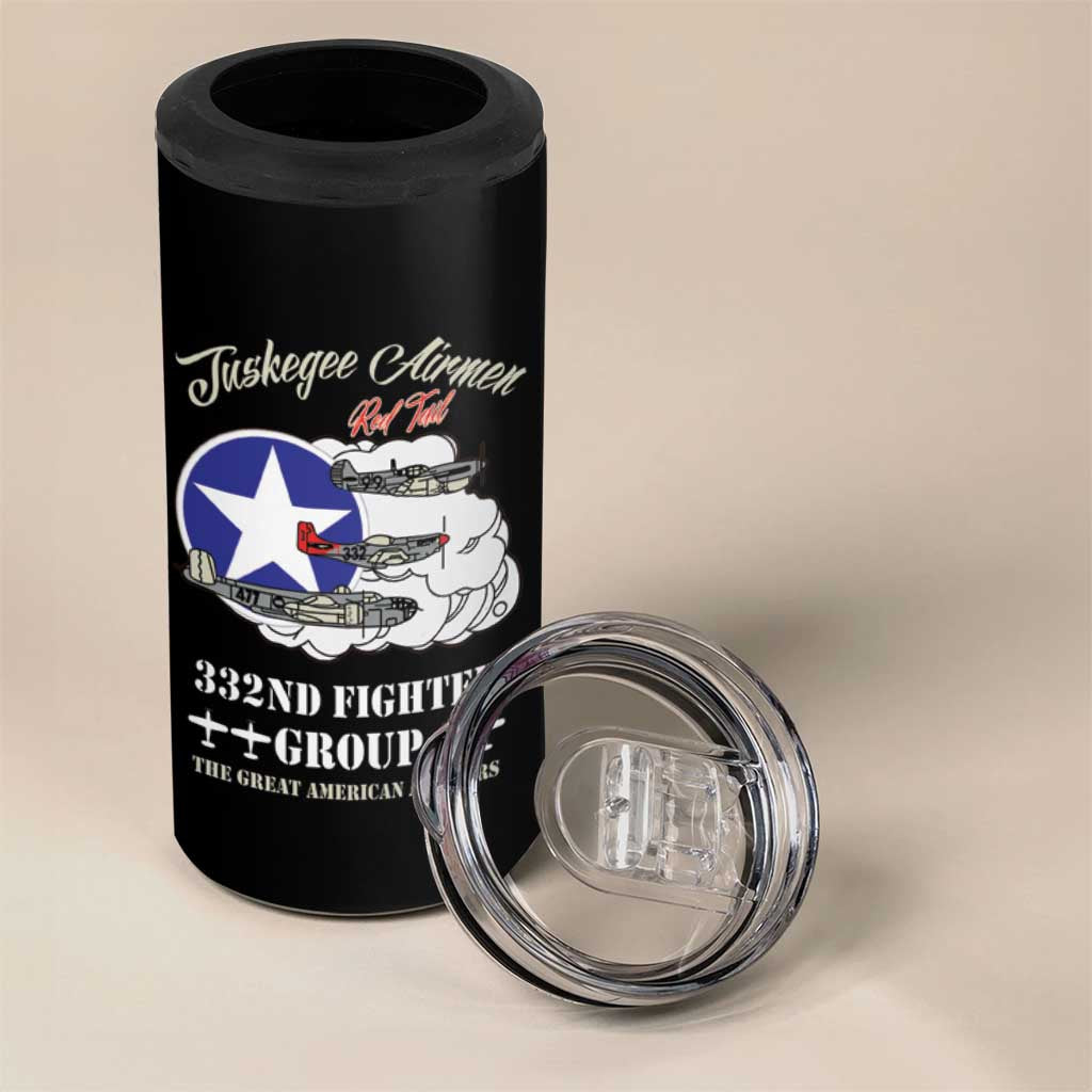 African American Aviators WWII 4 in 1 Can Cooler Tumbler Tuskegee Red Tails Airmen Black - African Pride