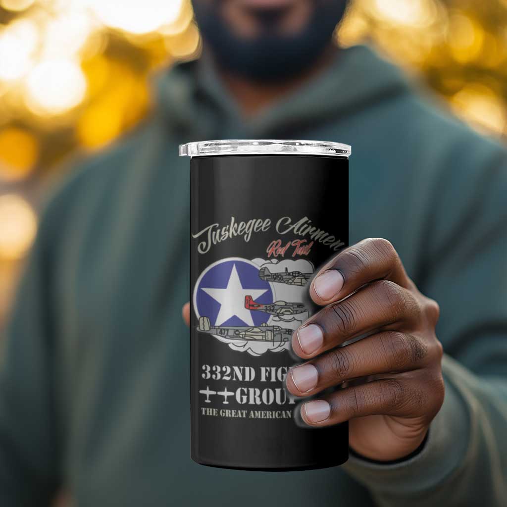African American Aviators WWII 4 in 1 Can Cooler Tumbler Tuskegee Red Tails Airmen Black - African Pride