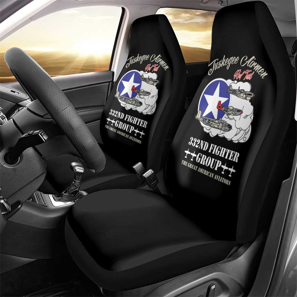 African American Aviators WWII Car Seat Cover Tuskegee Red Tails Airmen Black - African Pride