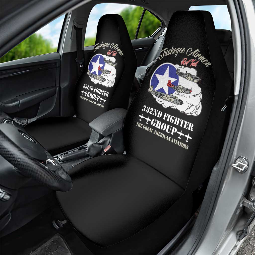 African American Aviators WWII Car Seat Cover Tuskegee Red Tails Airmen Black - African Pride