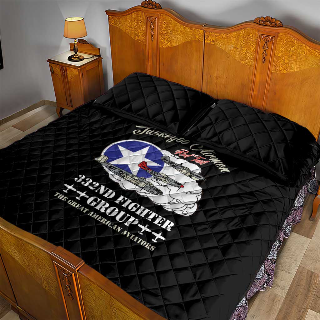 African American Aviators WWII Quilt Bed Set Tuskegee Red Tails Airmen Black - African Pride