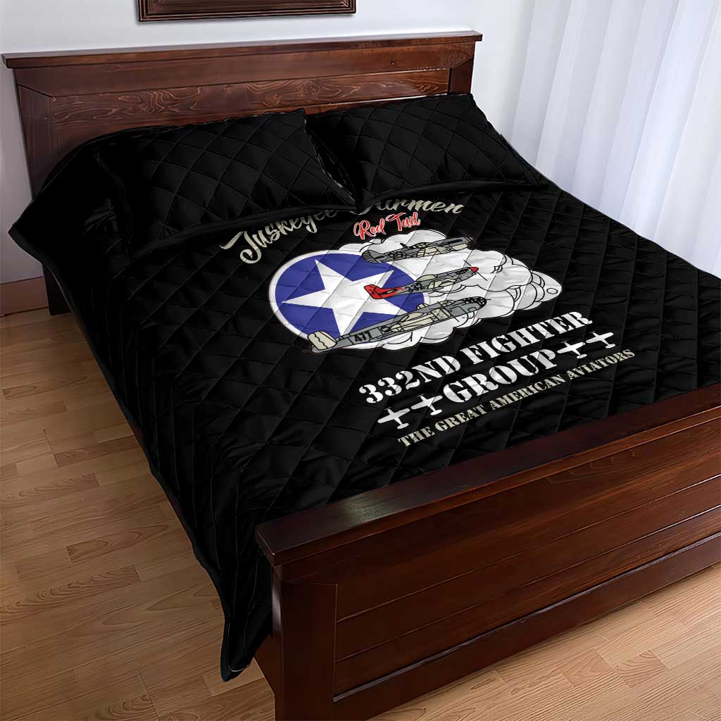 African American Aviators WWII Quilt Bed Set Tuskegee Red Tails Airmen Black - African Pride