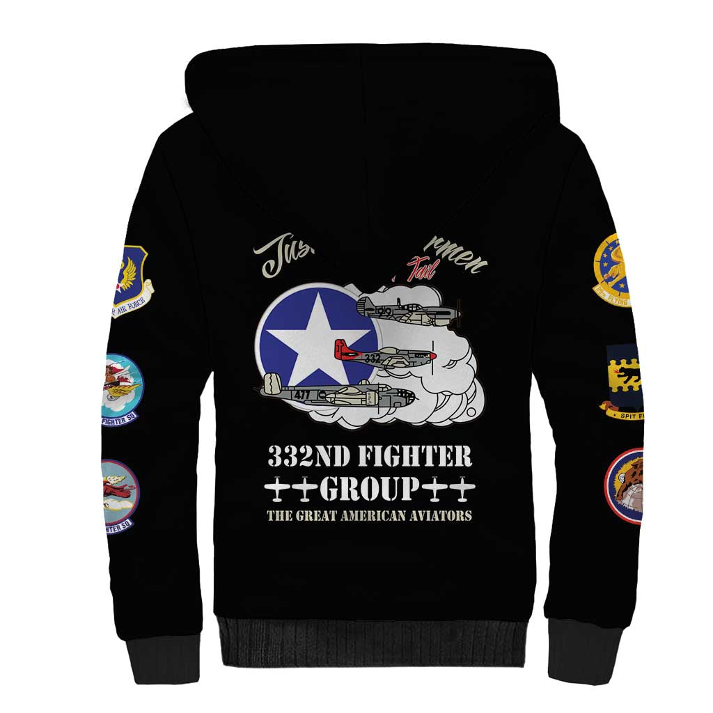 African American Aviators WWII Sherpa Hoodie Tuskegee Red Tails Airmen Black - African Pride