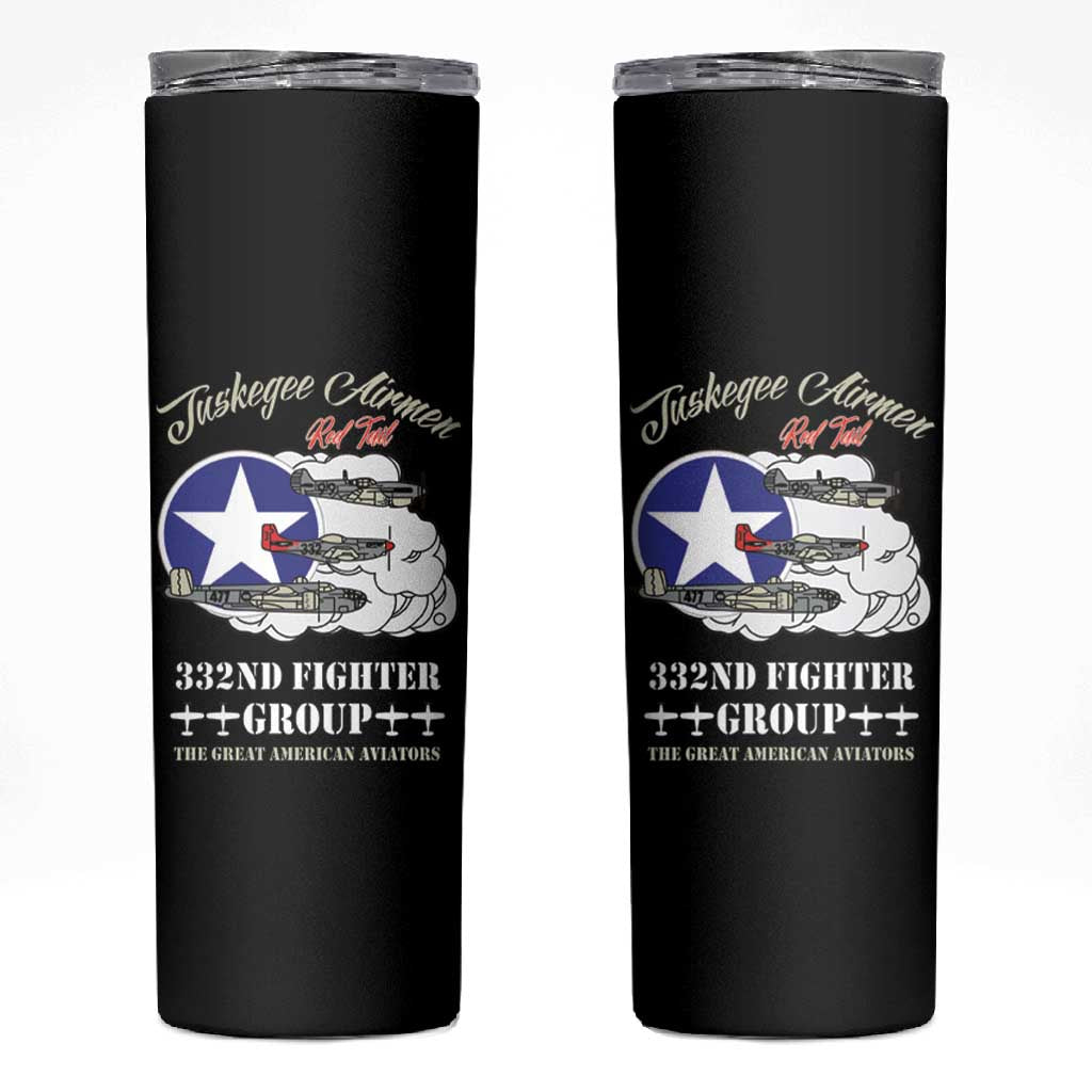 African American Aviators WWII Skinny Tumbler Tuskegee Red Tails Airmen Black - African Pride