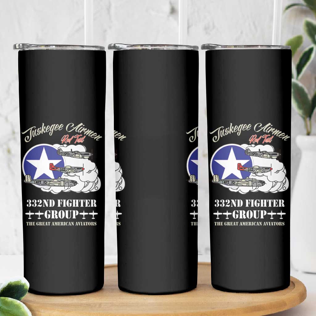 African American Aviators WWII Skinny Tumbler Tuskegee Red Tails Airmen Black - African Pride