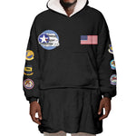 African American Aviators WWII Wearable Blanket Hoodie Tuskegee Red Tails Airmen Black - African Pride