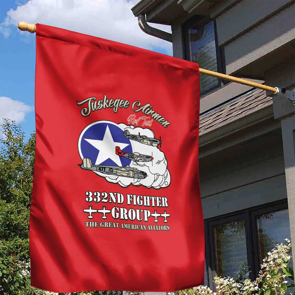 African American Aviators WWII Garden Flag Tuskegee Red Tails Airmen Red - African Pride