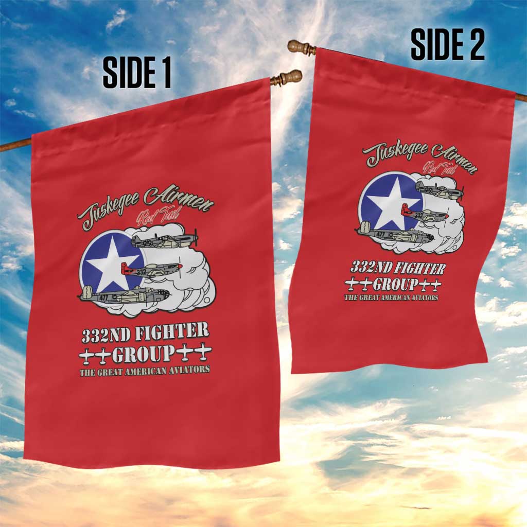 African American Aviators WWII Garden Flag Tuskegee Red Tails Airmen Red - African Pride