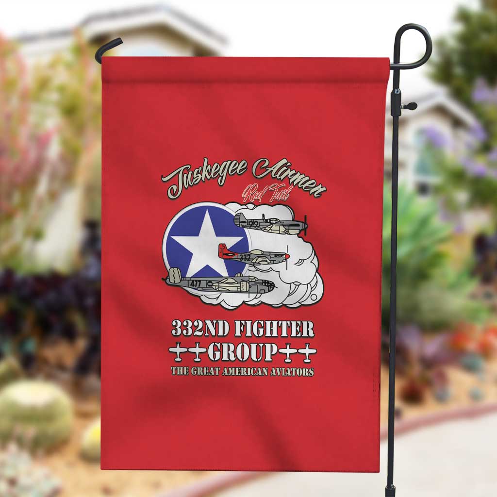 African American Aviators WWII Garden Flag Tuskegee Red Tails Airmen Red - African Pride