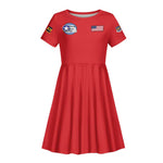 African American Aviators WWII Kid Short Sleeve Dress Tuskegee Red Tails Airmen Red - African Pride