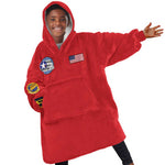 African American Aviators WWII Kid Wearable Blanket Hoodie Tuskegee Red Tails Airmen Red - African Pride