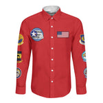African American Aviators WWII Long Sleeve Button Shirt Tuskegee Red Tails Airmen Red - African Pride
