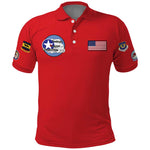 African American Aviators WWII Polo Shirt Tuskegee Red Tails Airmen Red - African Pride