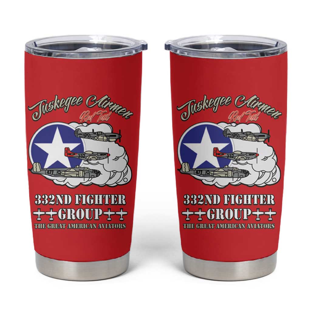 African American Aviators WWII Tumbler Cup Tuskegee Red Tails Airmen Red - African Pride