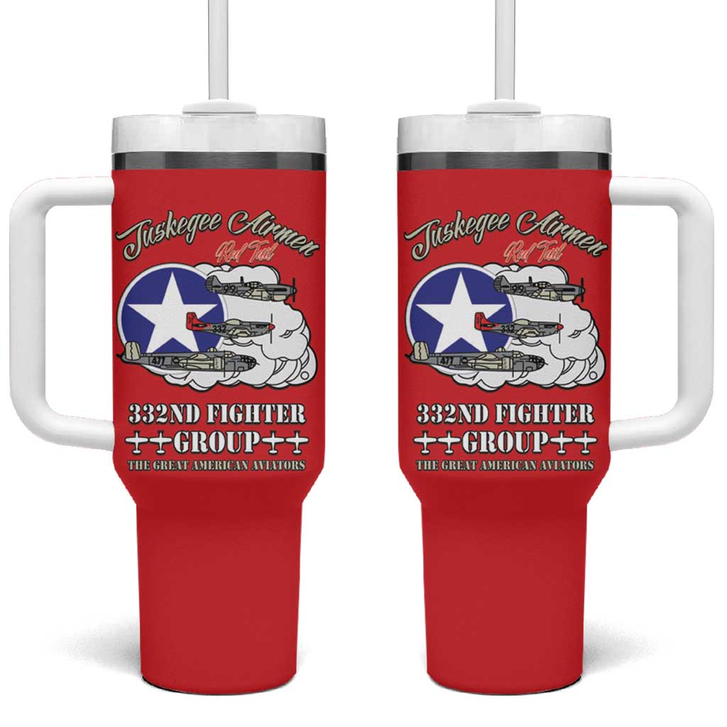 African American Aviators WWII Tumbler With Handle Tuskegee Red Tails Airmen Red - African Pride