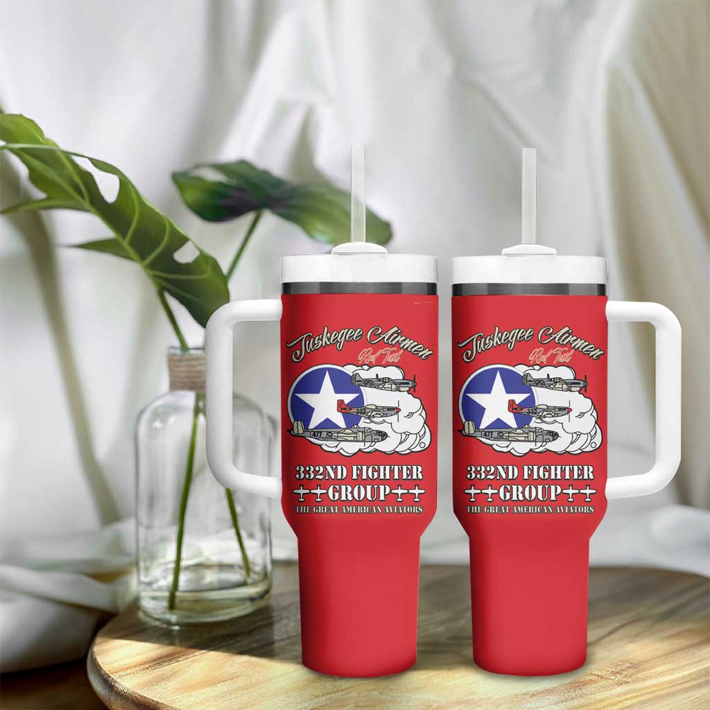 African American Aviators WWII Tumbler With Handle Tuskegee Red Tails Airmen Red - African Pride