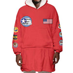 African American Aviators WWII Wearable Blanket Hoodie Tuskegee Red Tails Airmen Red - African Pride
